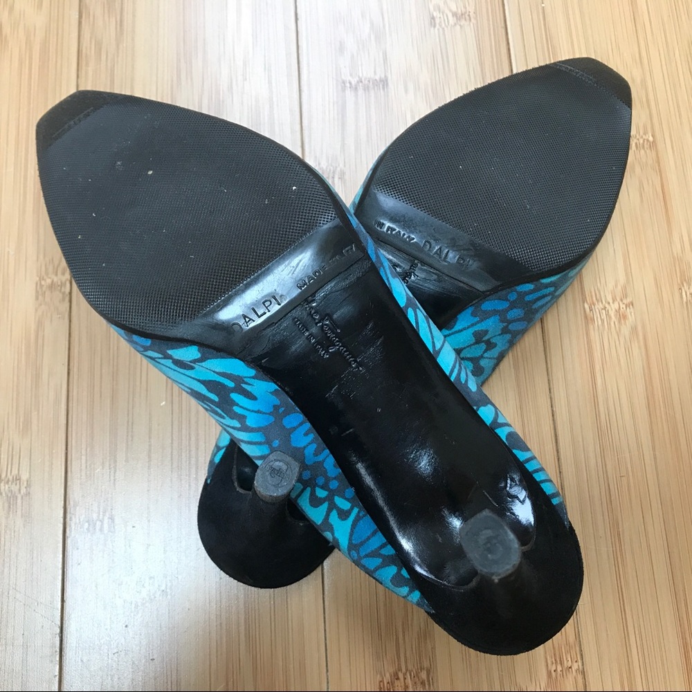 Salvatore Ferragamo Suede Leather Mules Sandals Blue Black Size 7M 🦋 - Picture 7 of 9